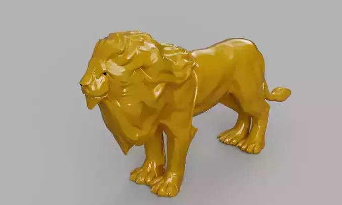Lion 3D Model golden 3D print model