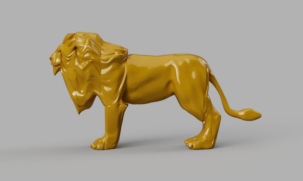 Lion 3D Model golden 3D print model_1