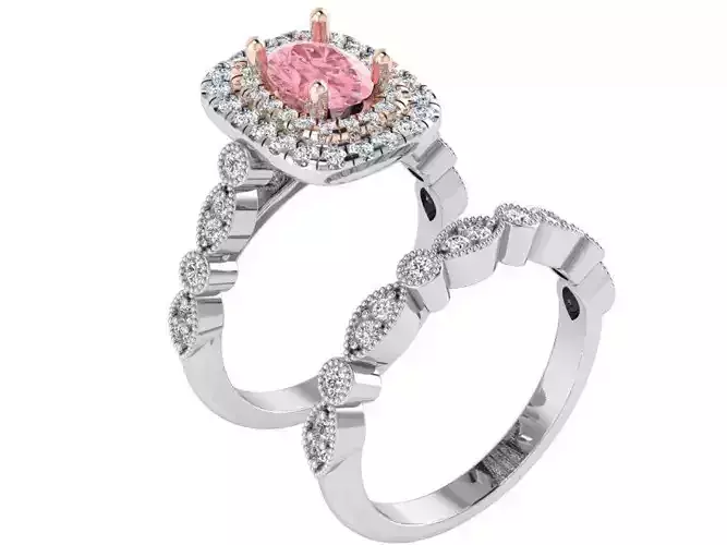 Luxurious 2-Band pink Diamond ring 2865 3D print model