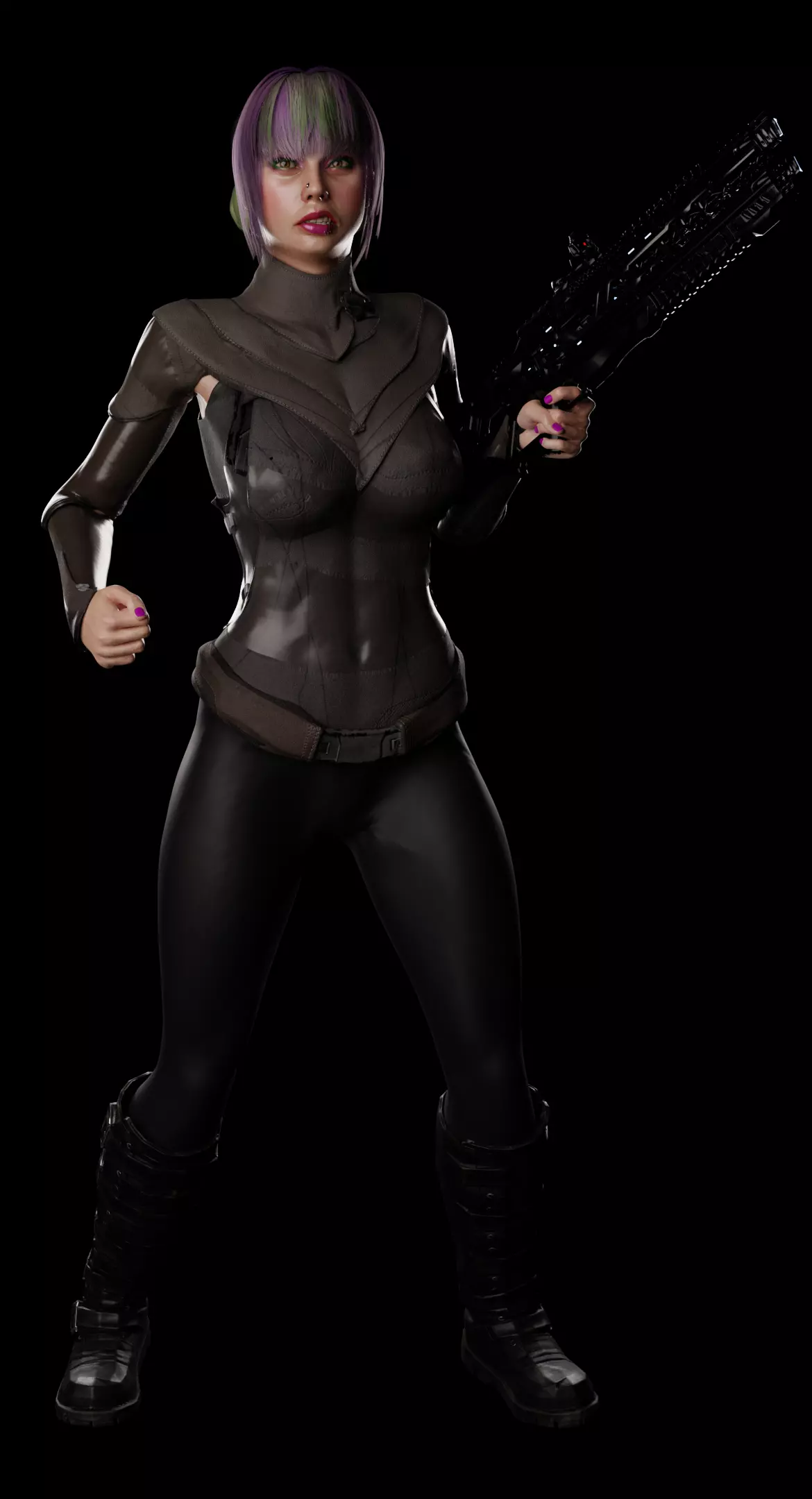 Fantasy Dystopian Warrior Character - Alyss Low-poly 3D model_0