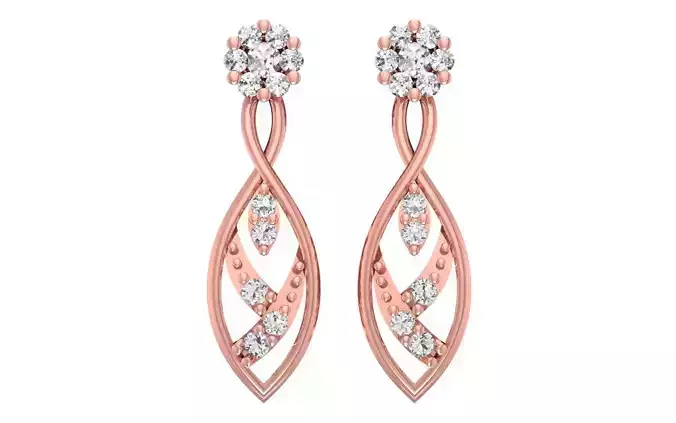 Women Diamond Earrings 3dm STL OBJ FBX Renders Details