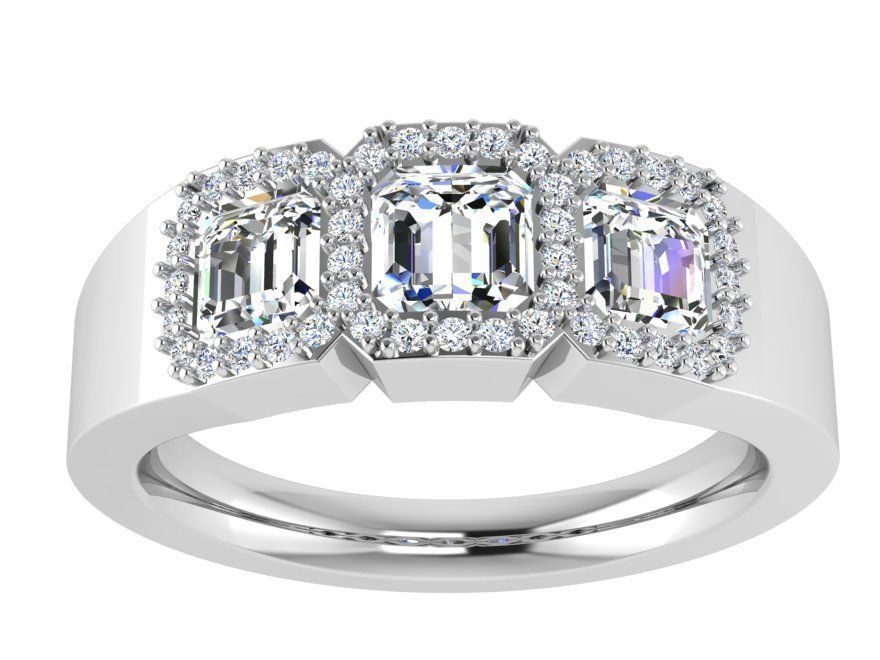 3-Stone diamond ring 2869 3D print model 3D print model_2