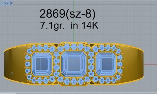 3-Stone diamond ring 2869 3D print model 3D print model_4