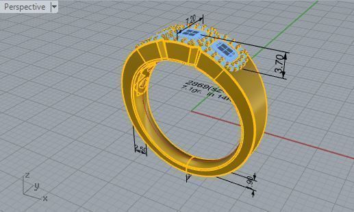 3-Stone diamond ring 2869 3D print model 3D print model_7