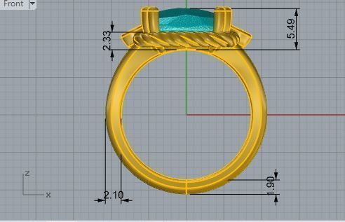 Turquoise big stone ring 2870 3D print model 3D print model_5