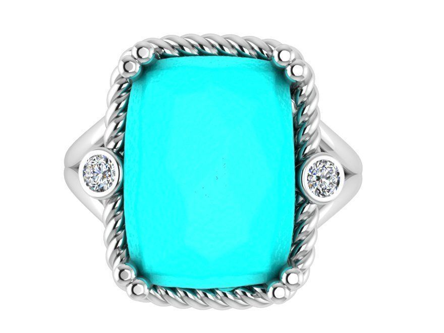 Turquoise big stone ring 2870 3D print model 3D print model_2