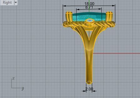 Turquoise big stone ring 2870 3D print model 3D print model_6