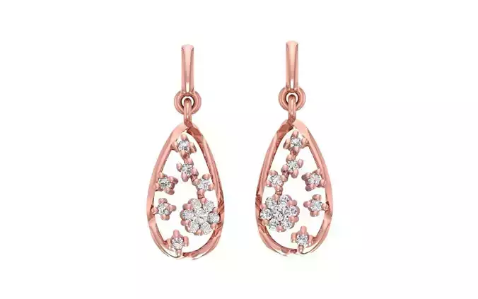 Women Diamond Earrings 3dm STL OBJ FBX Renders Details