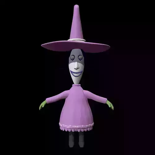 lowpoly gurl witch in dress Low-poly 3D model