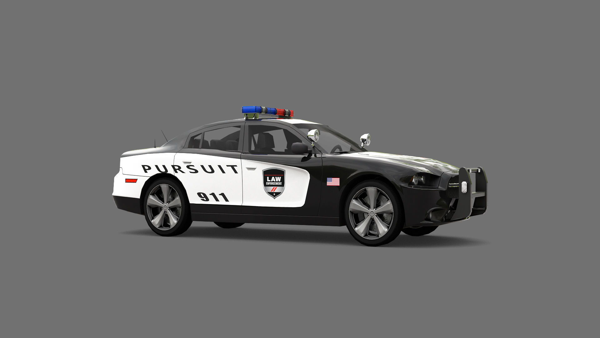 Police Car Low-poly 3D model_2
