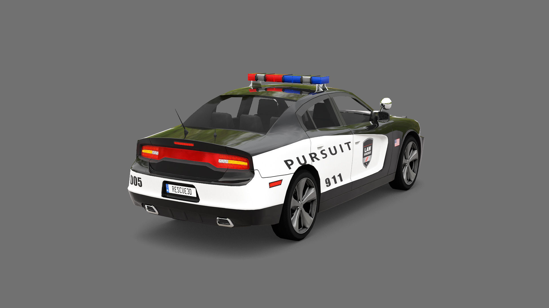 Police Car Low-poly 3D model_6