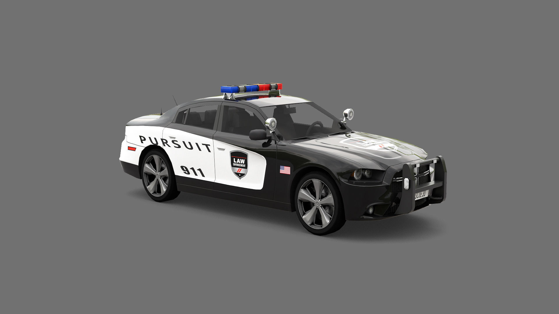 Police Car Low-poly 3D model_3