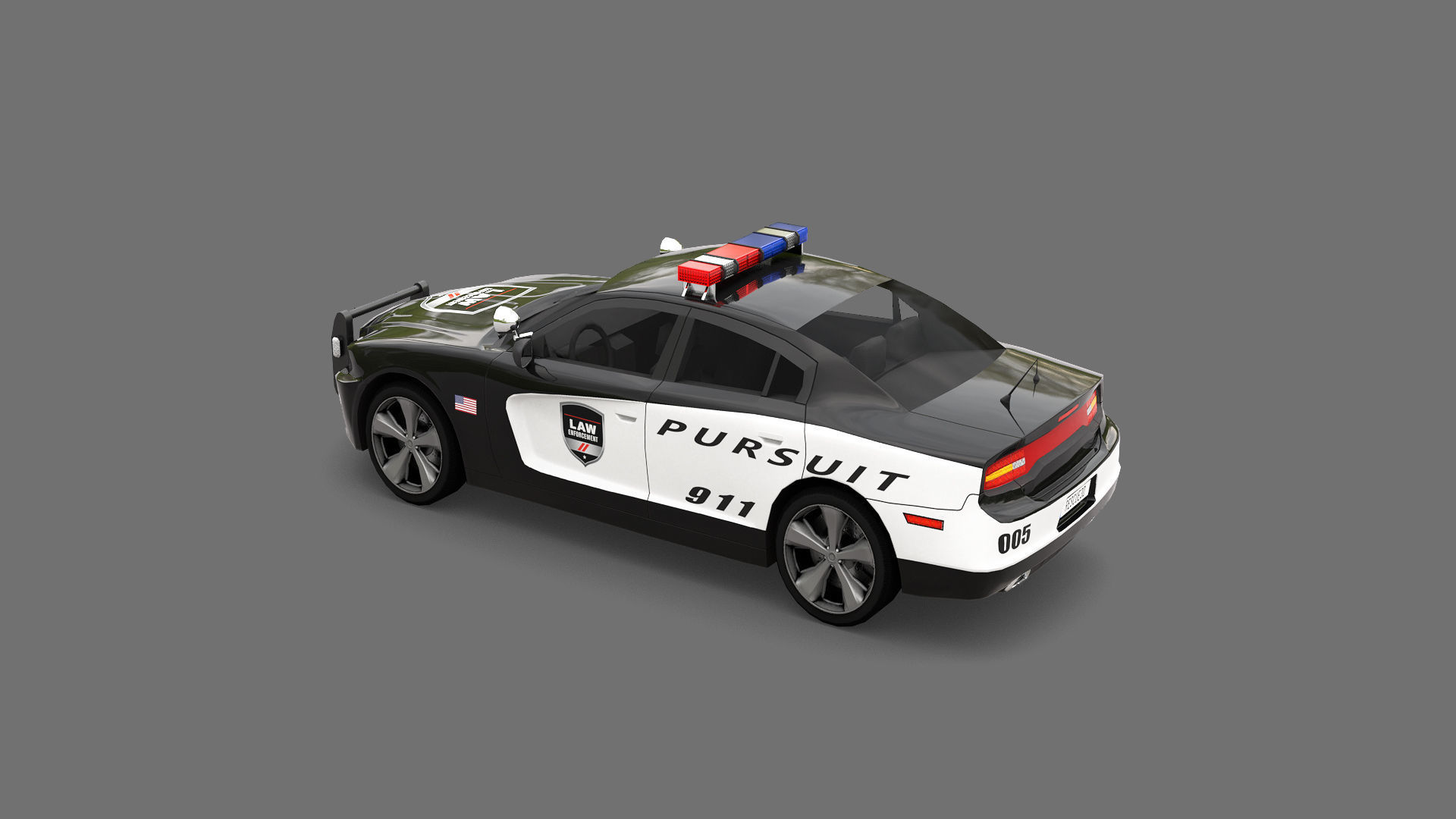 Police Car Low-poly 3D model_4