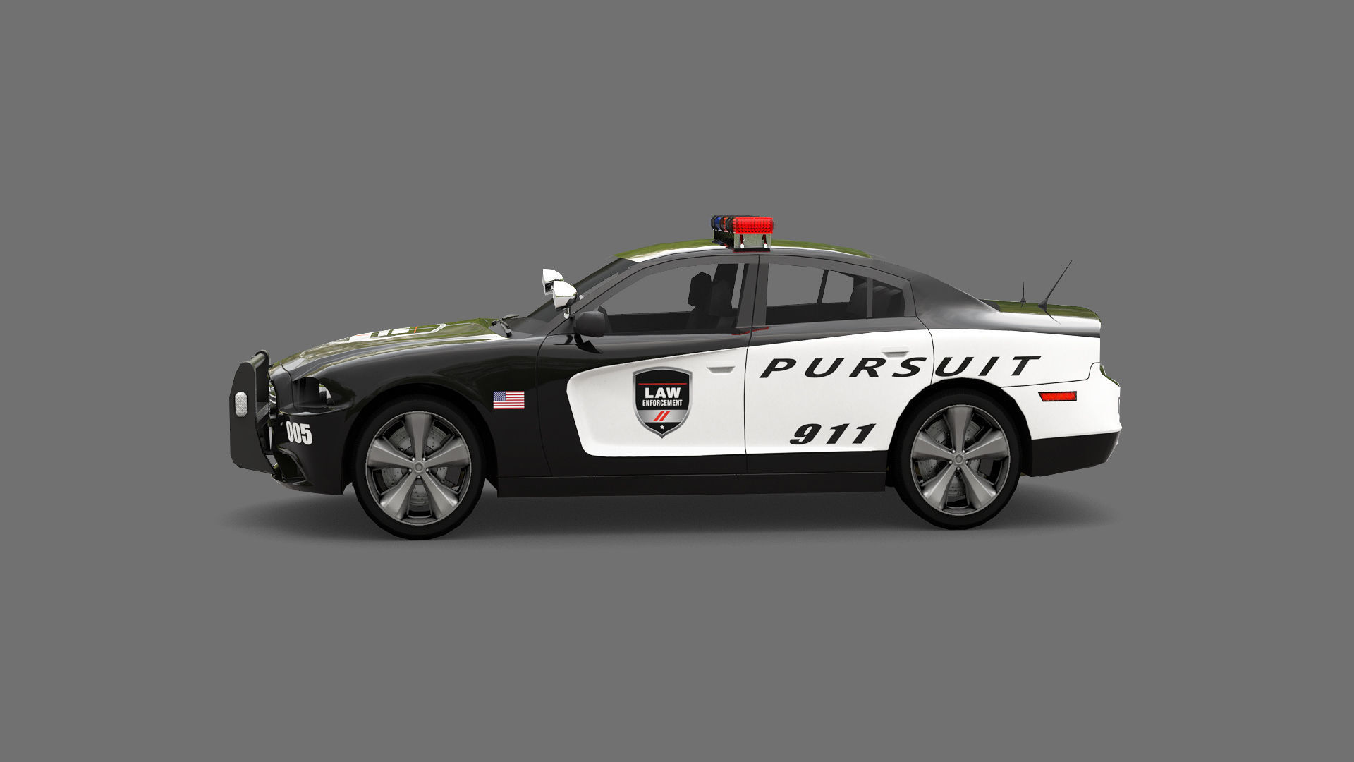 Police Car Low-poly 3D model_7