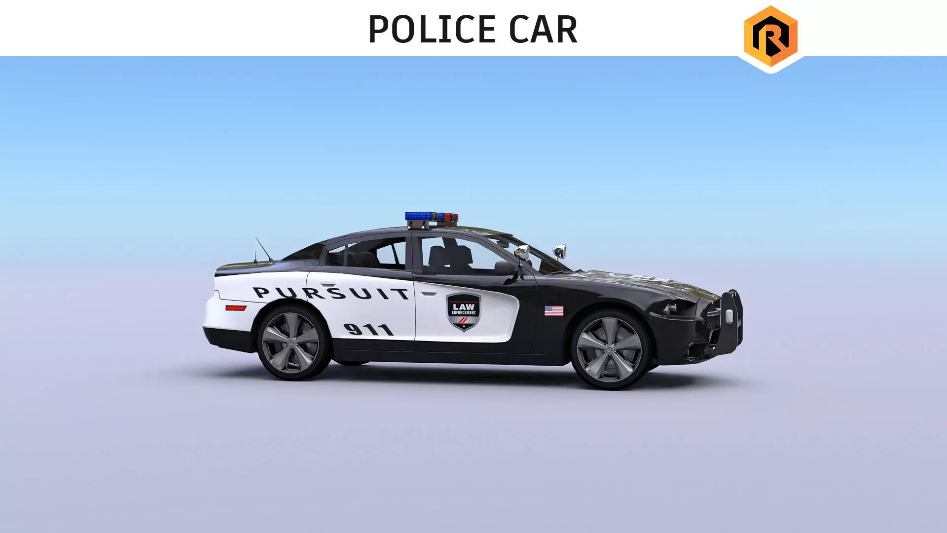 Police Car Low-poly 3D model_0