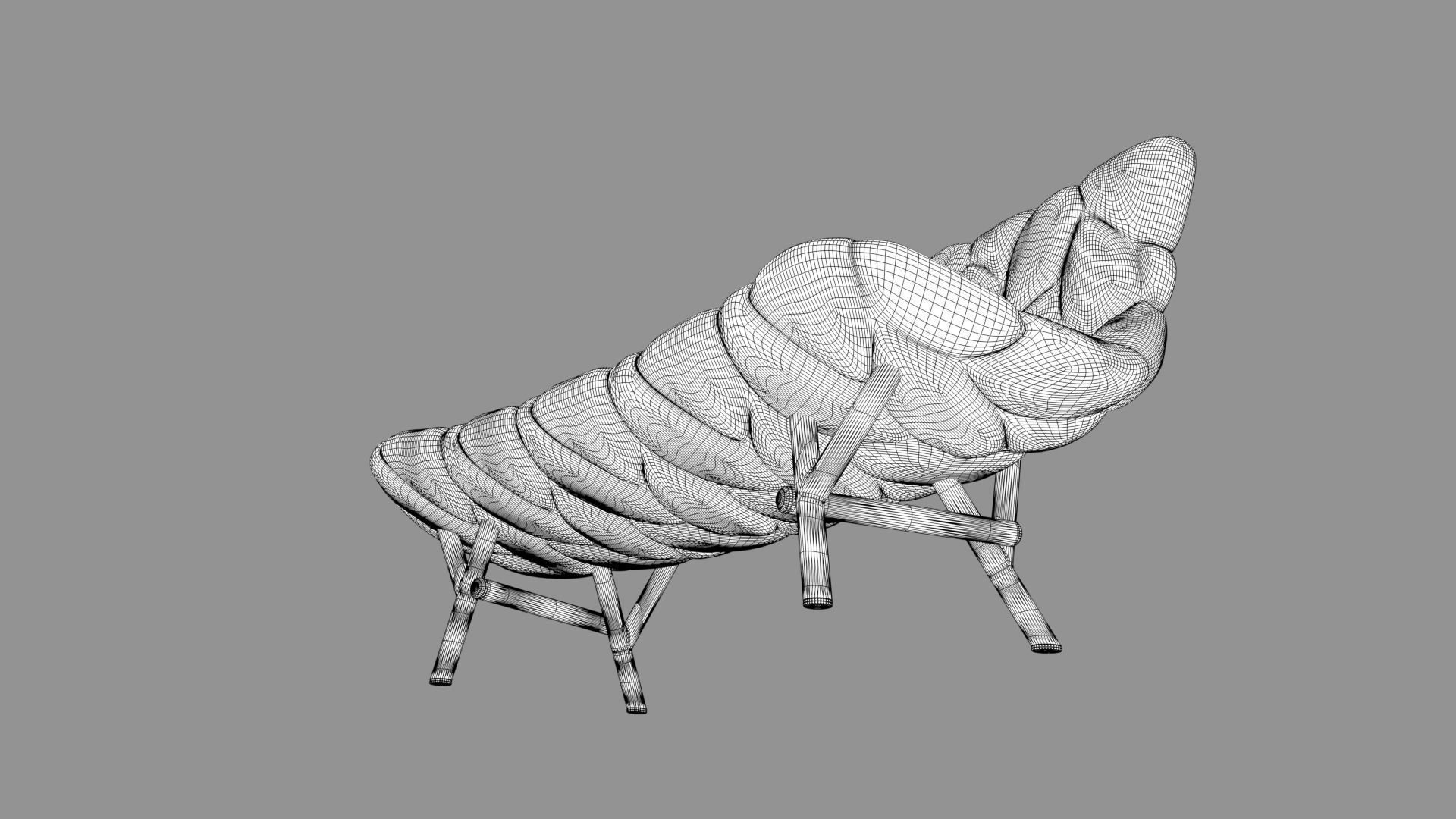 Red Double chair  3D model_2