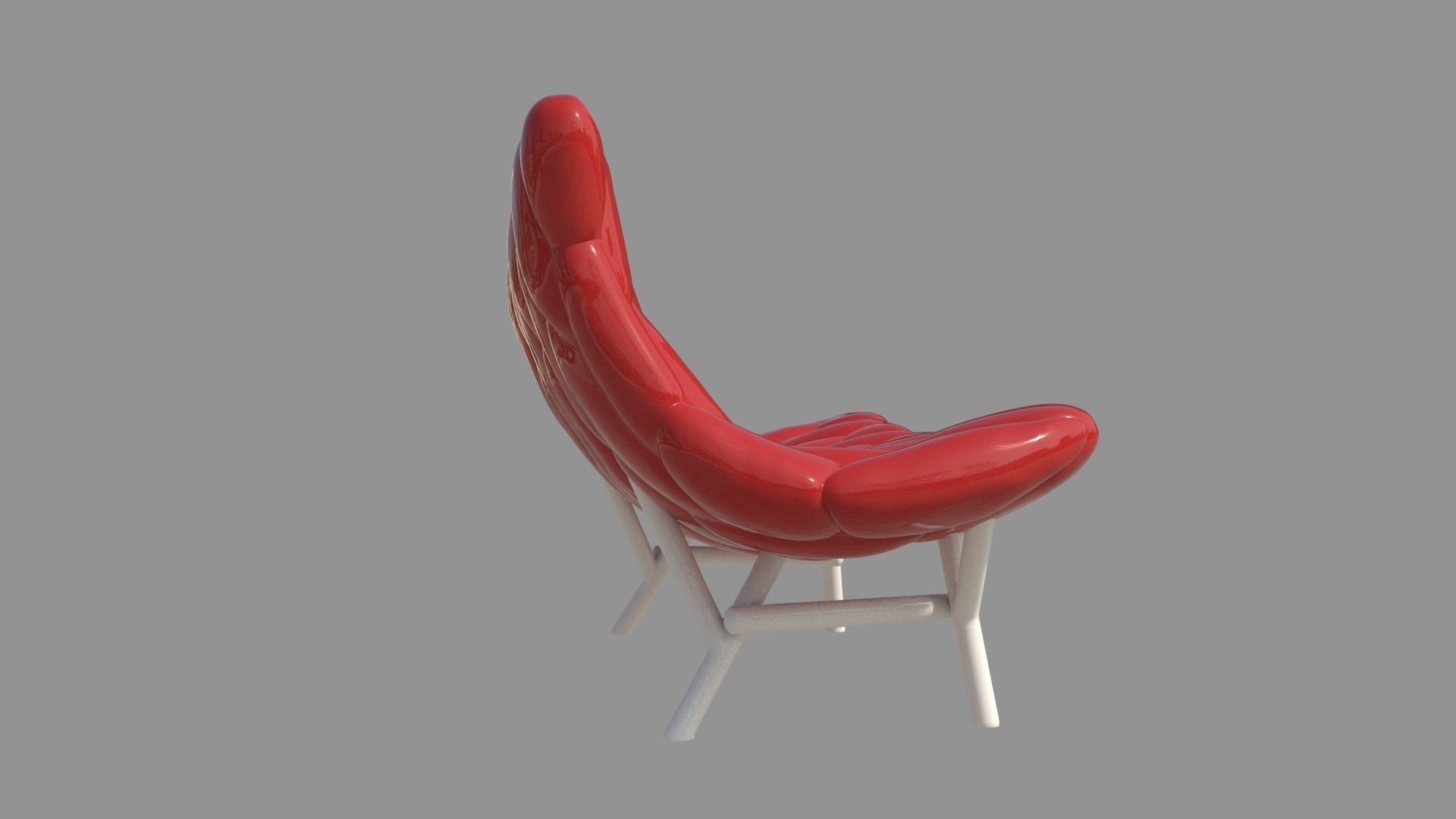 Red Double chair  3D model_5
