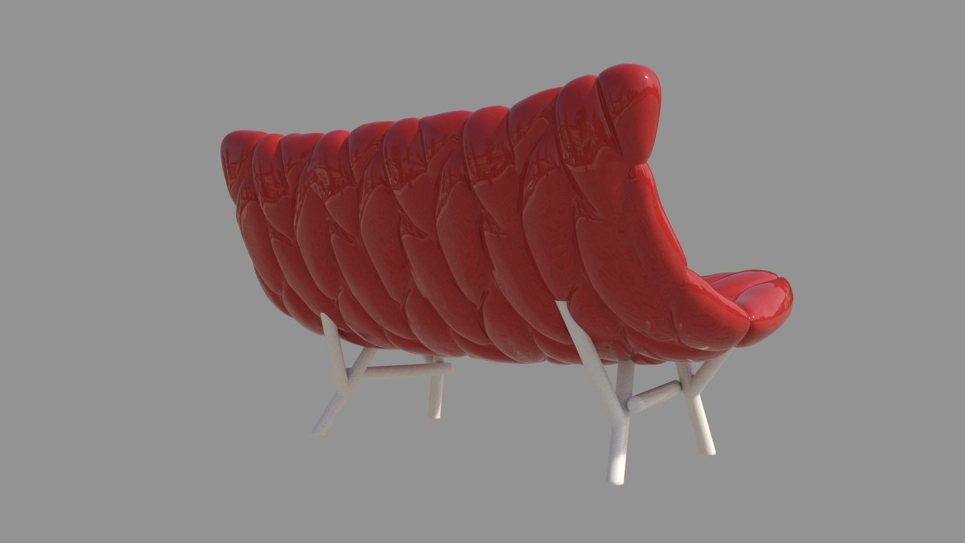 Red Double chair  3D model_6