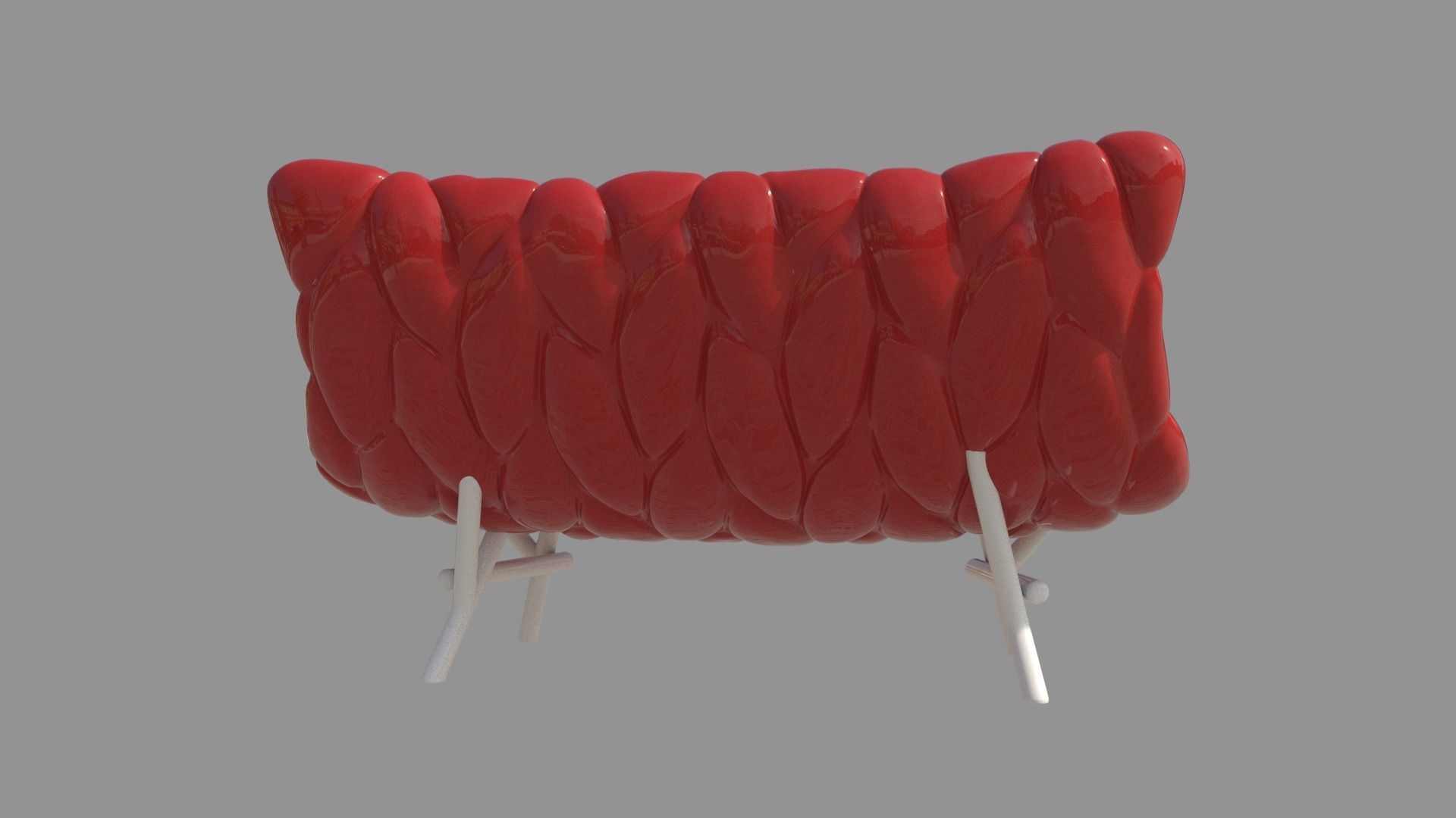 Red Double chair  3D model_7