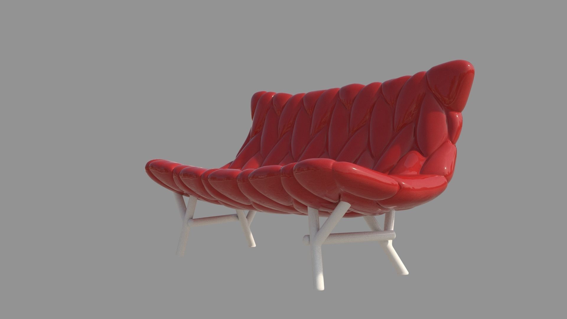 Red Double chair  3D model_10