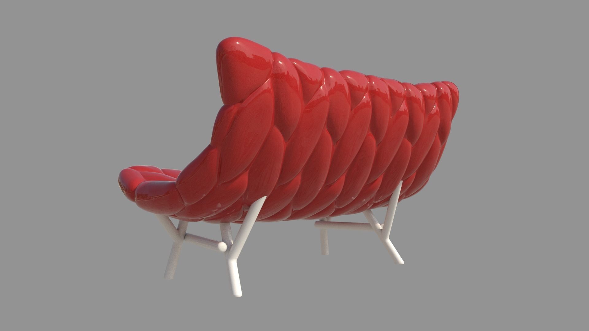 Red Double chair  3D model_8