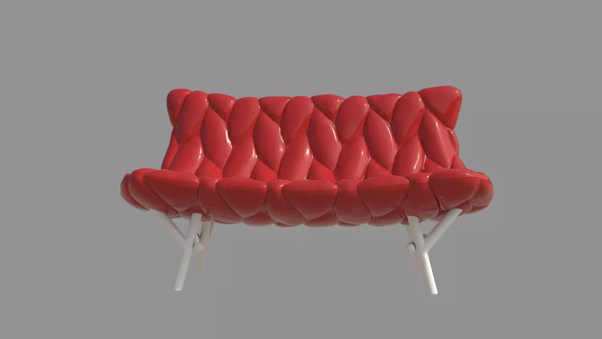 Red Double chair  3D model_0
