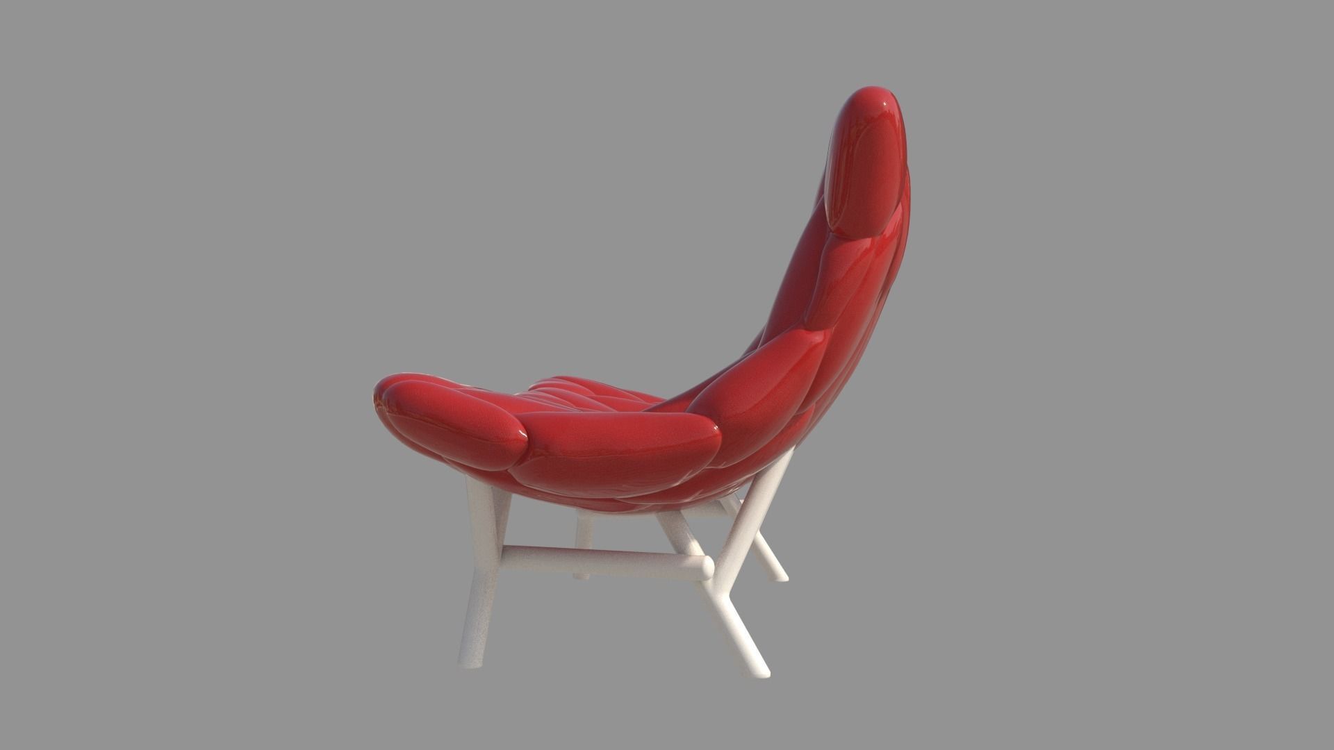 Red Double chair  3D model_9