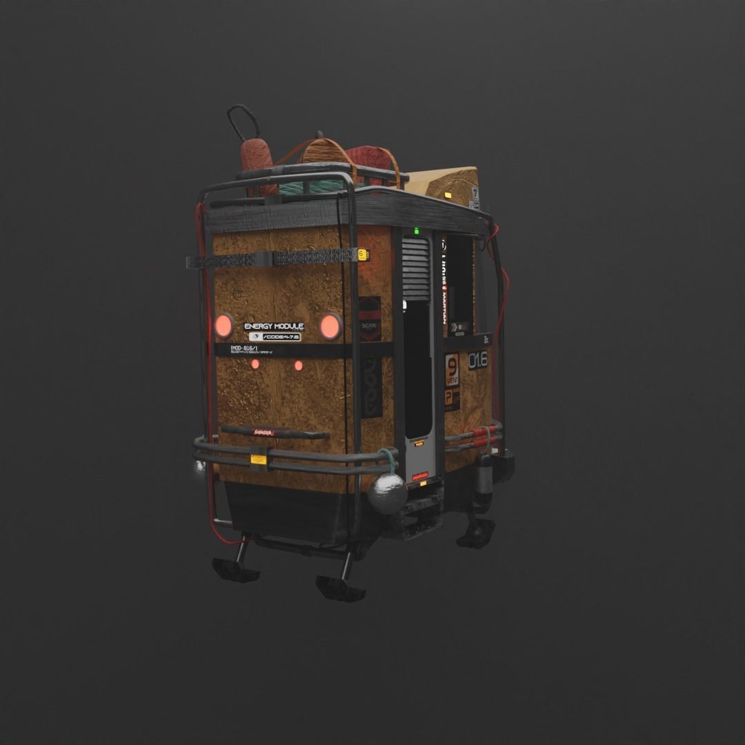 Small sci fi spaceship 3D model_2