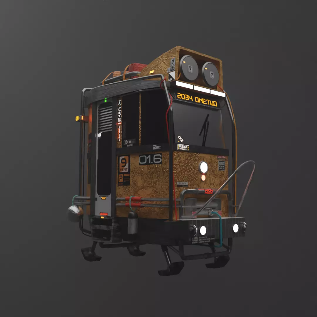 Small sci fi spaceship 3D model_0