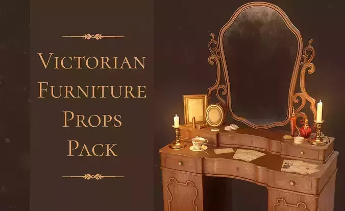 Bedroom Furniture Props Pack Low-poly 3D model