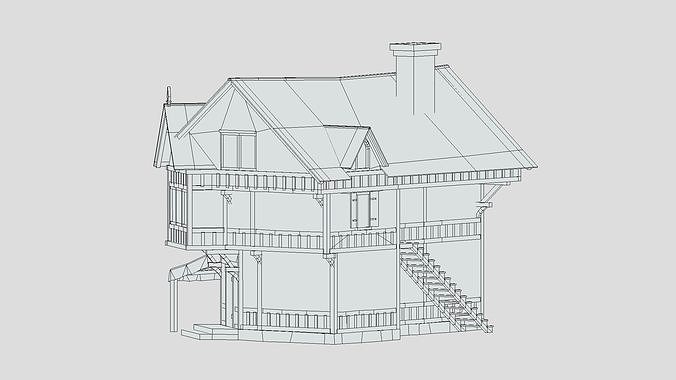 Medieval Building 01 Low Poly PBR Realistic Low-poly 3D model 6