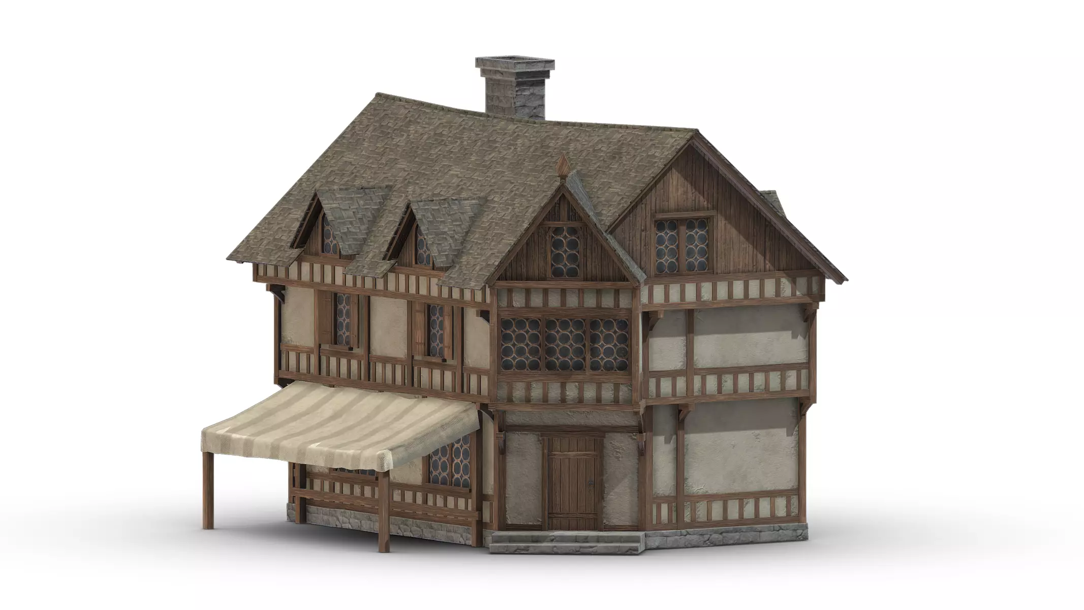 Medieval Building 01 Low Poly PBR Realistic Low-poly 3D model_0