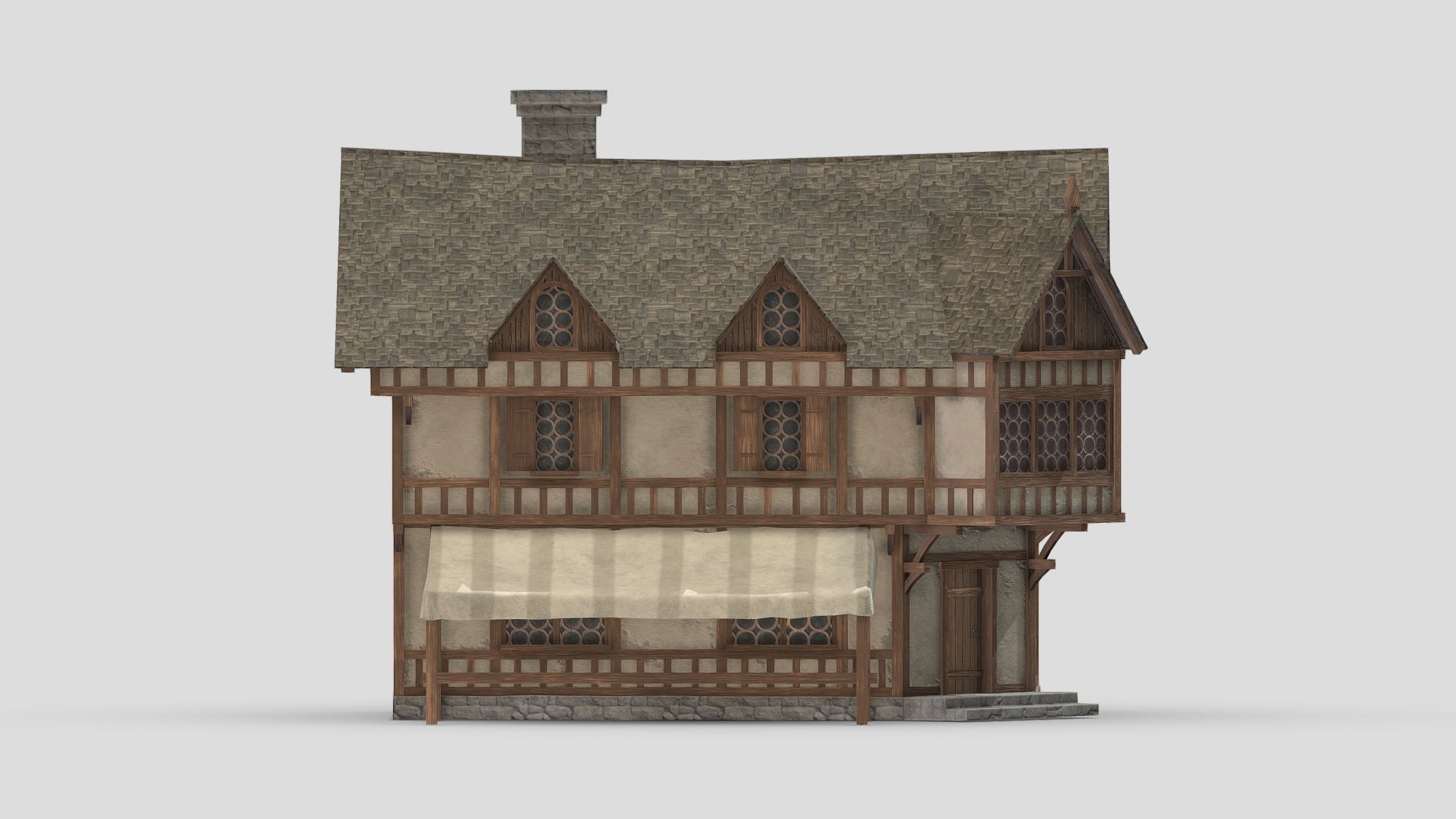 Medieval Building 01 Low Poly PBR Realistic Low-poly 3D model_12
