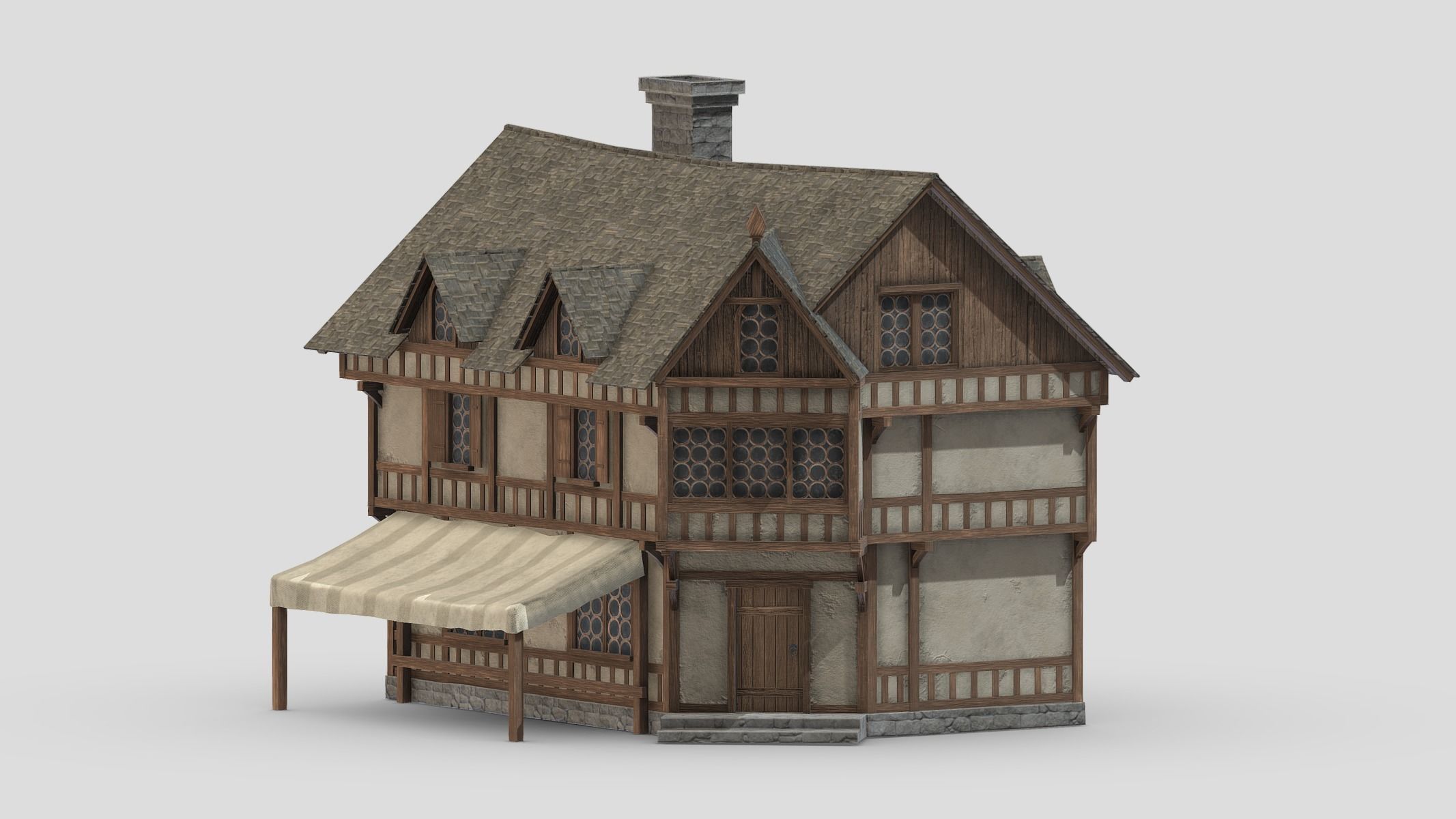 Medieval Building 01 Low Poly PBR Realistic Low-poly 3D model_19