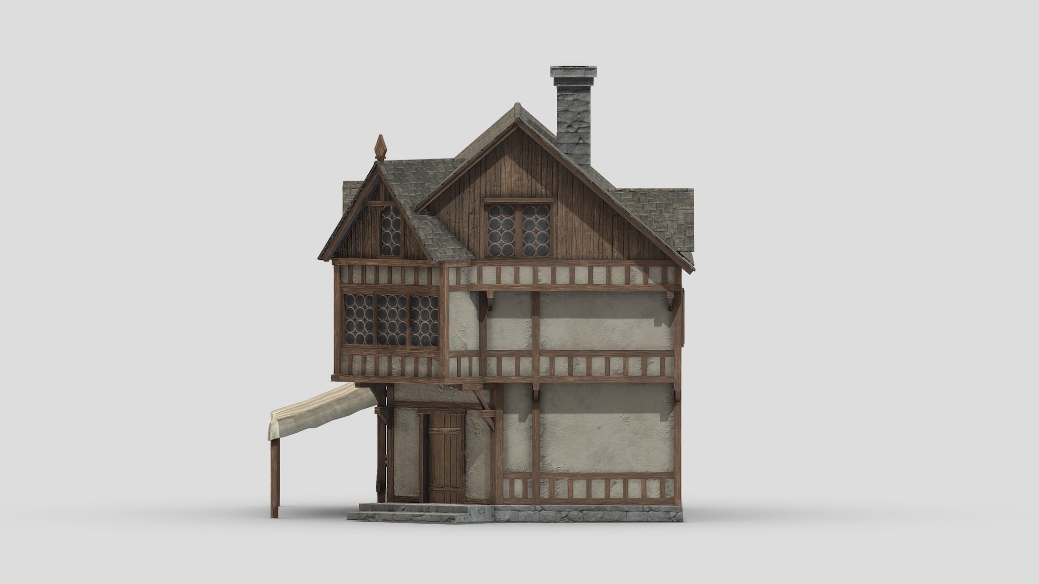 Medieval Building 01 Low Poly PBR Realistic Low-poly 3D model_6