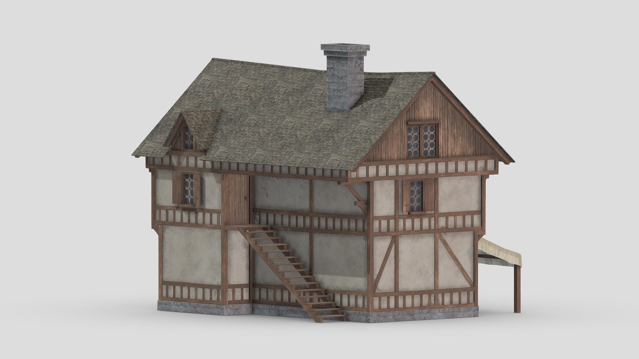 Medieval Building 01 Low Poly PBR Realistic Low-poly 3D model_18