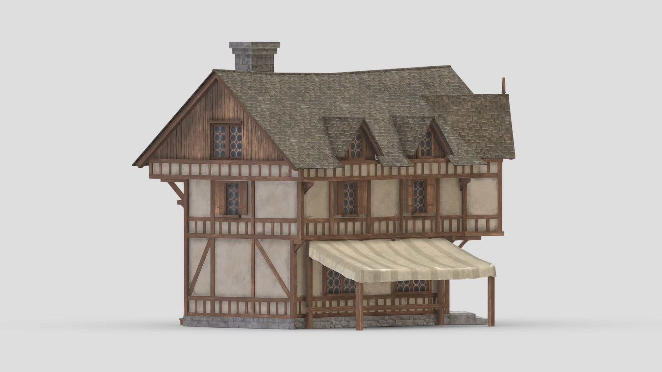 Medieval Building 01 Low Poly PBR Realistic Low-poly 3D model_14
