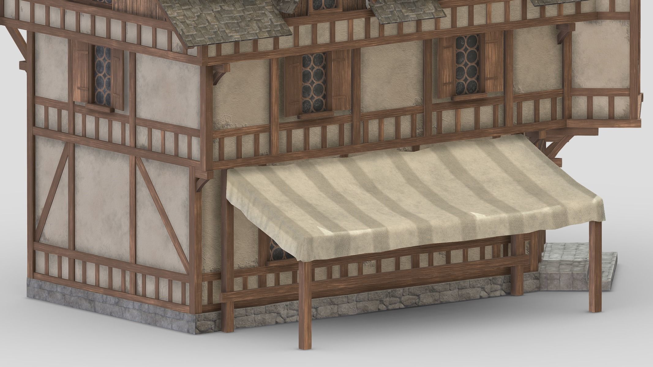 Medieval Building 01 Low Poly PBR Realistic Low-poly 3D model_10