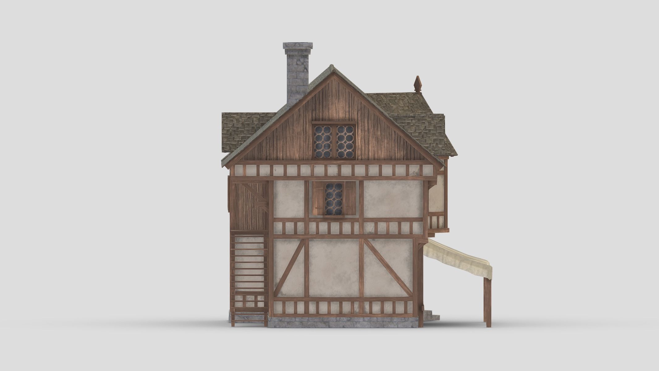 Medieval Building 01 Low Poly PBR Realistic Low-poly 3D model_16