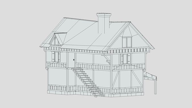 Medieval Building 01 Low Poly PBR Realistic Low-poly 3D model 2