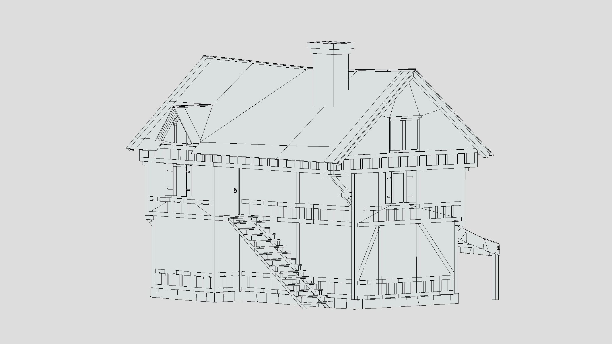 Medieval Building 01 Low Poly PBR Realistic Low-poly 3D model_1