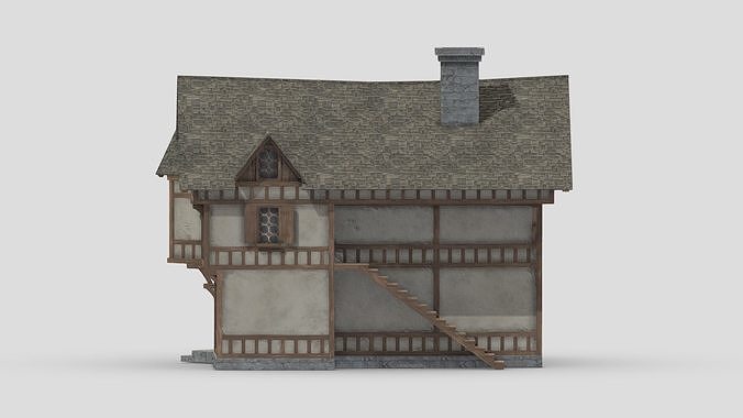 Medieval Building 01 Low Poly PBR Realistic Low-poly 3D model 3