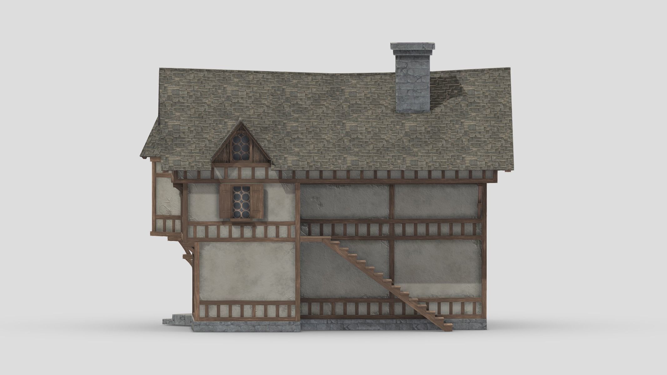 Medieval Building 01 Low Poly PBR Realistic Low-poly 3D model_2