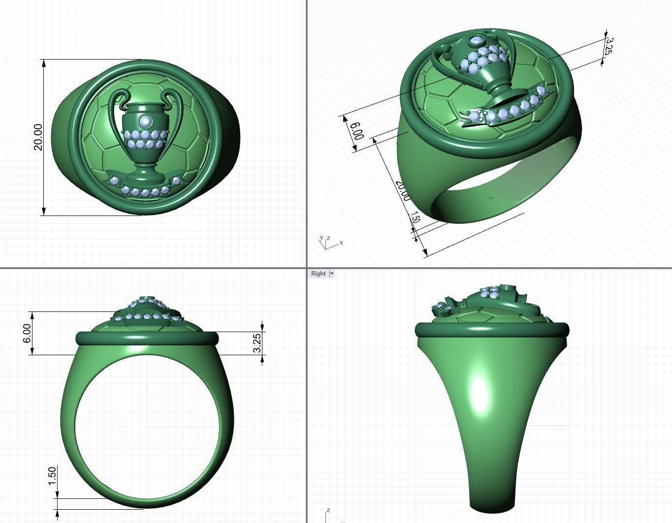  Cup Championship Ring MR 12 3D print model_6