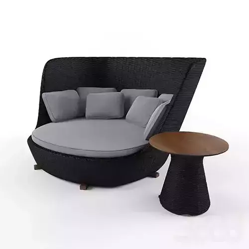 furniture outdoor wicker lounge chair and table