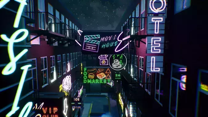 Neon billboards - city props