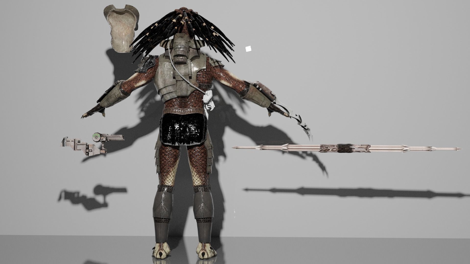 Predator character with claws 3D model_4