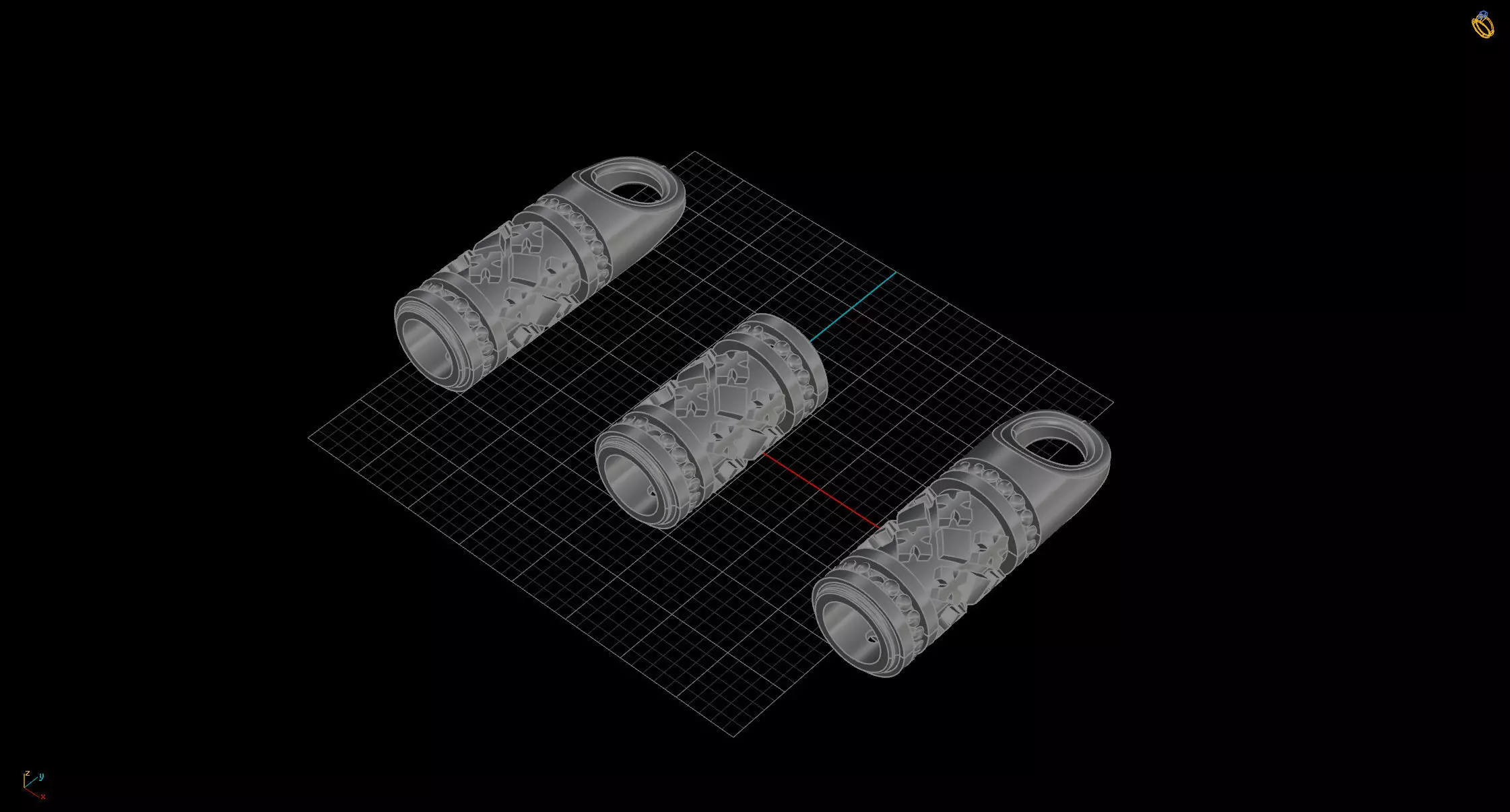 Sharm tube and chain end on leather rope 3D print model 3D print model_0