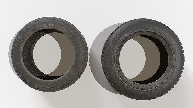 Old Wheel Tires Low-poly 3D model 3