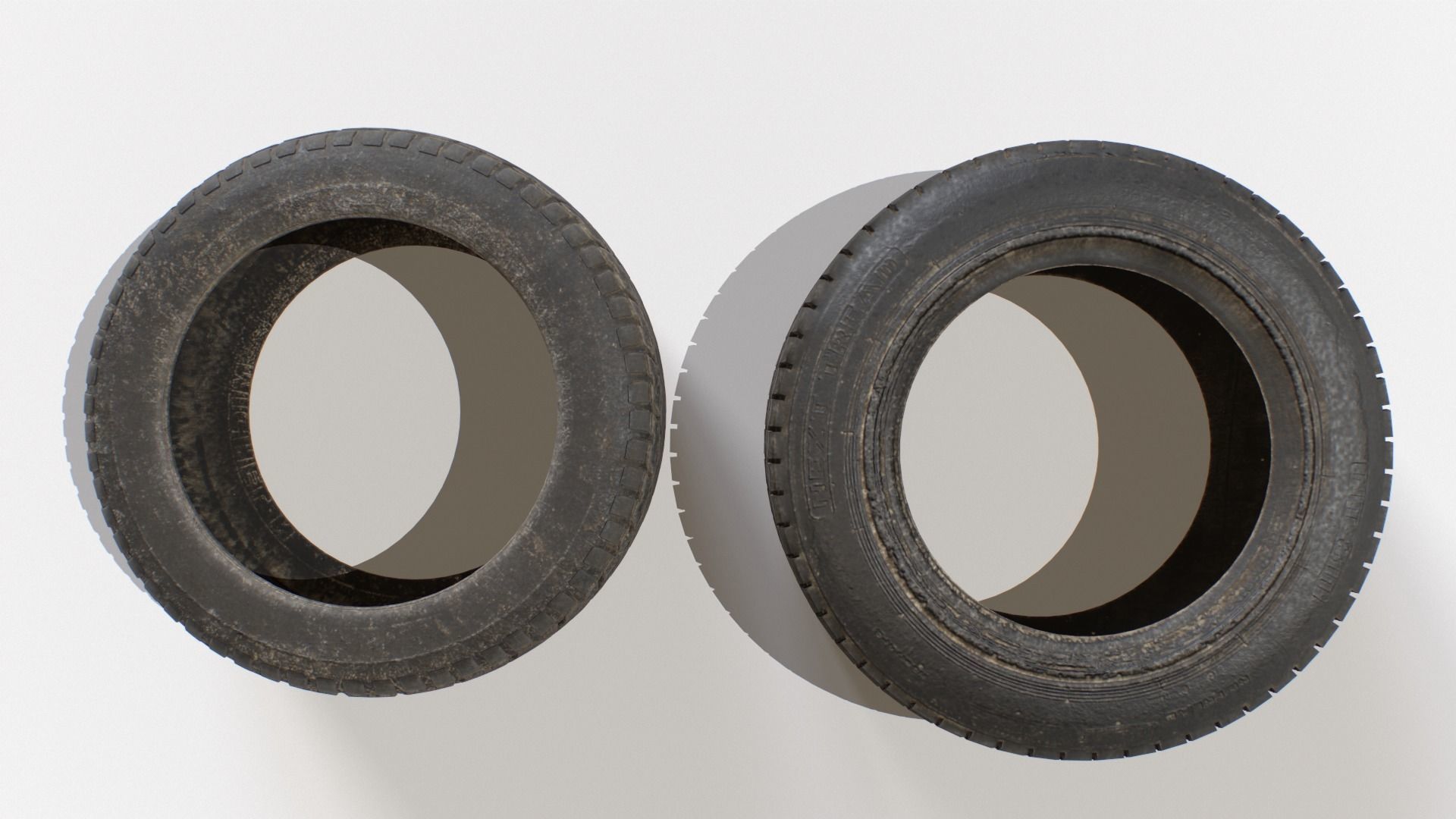 Old Wheel Tires Low-poly 3D model_2